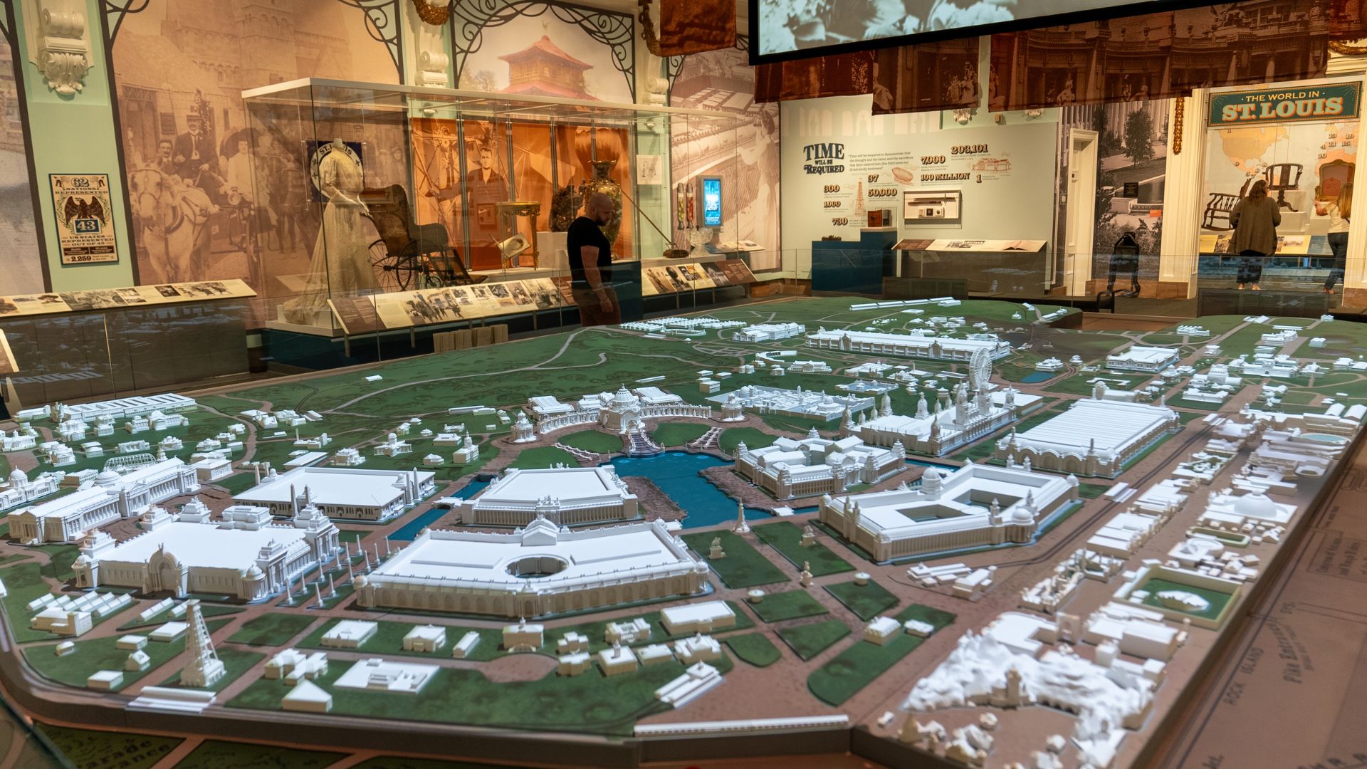 The 1904 World's Fair exhibit at the Missouri History Museum features a scale model of the fairgrounds.