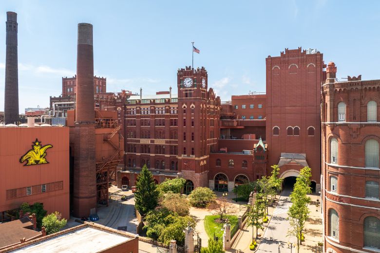 The Anheuser-Busch Brewery in St. Louis exemplifies German Romanesque architecture.