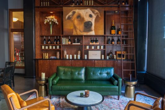 Buddy's Wine Bar and Bistro has a big photo of its four-legged namesake hanging in the private dining area.