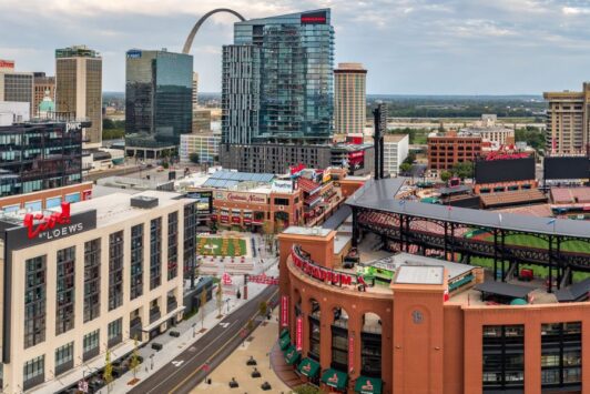 In downtown, the St. Louis Cardinals play at Busch Stadium.
