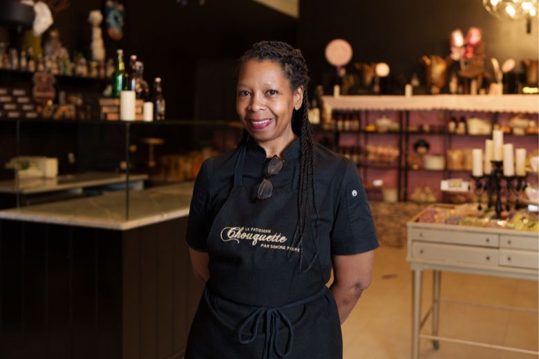 Simone Faure poses at her French-inspired bakery, La Pâtisserie Chouquette.