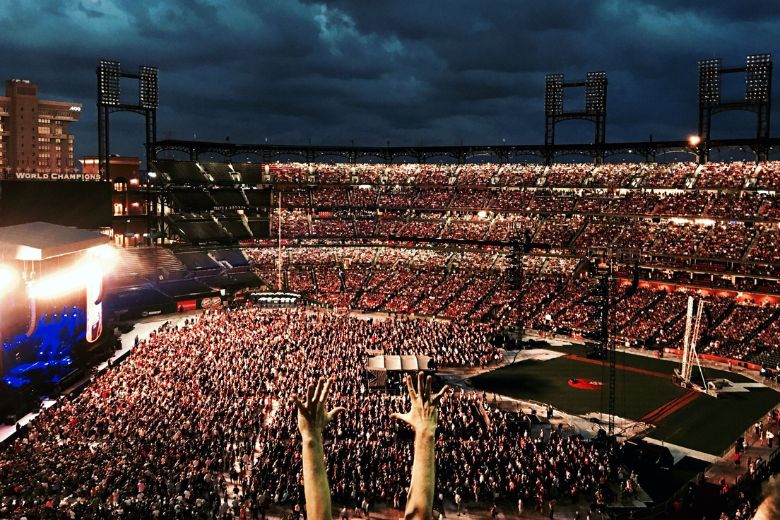 Paul McCartney plays to thousands of fans at Busch Stadium.