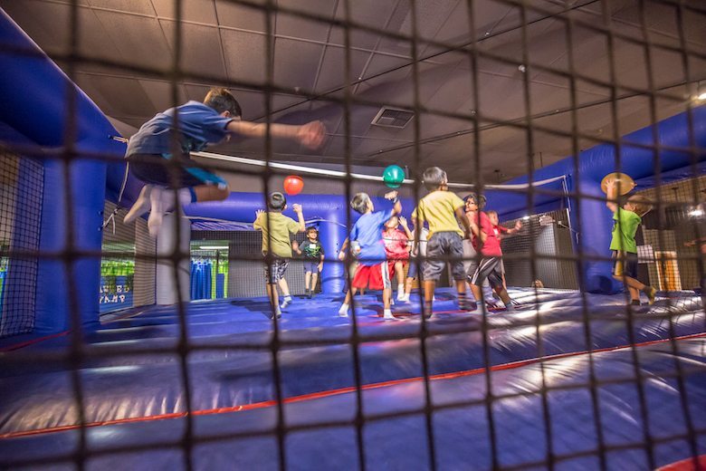 Kids play in a giant bounce house at Myseum.