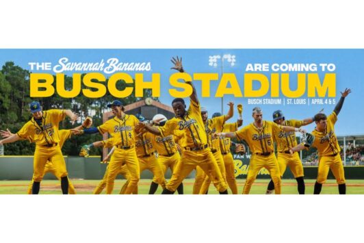 The Savannah Bananas play at Busch Stadium on April 4 and 5.