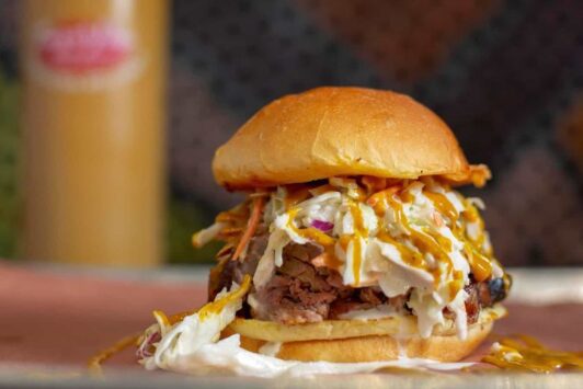 Sugarfire Smoke House serves brisket sandwiches.